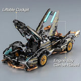 Black V12 Block Roadster™ RC Tech Racer  - 1280 pcs